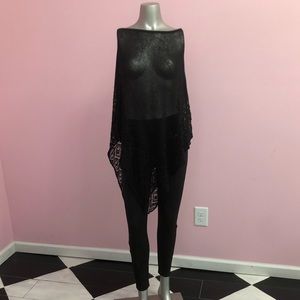 BCBG MAXAZRIA Crocheted Lace Poncho